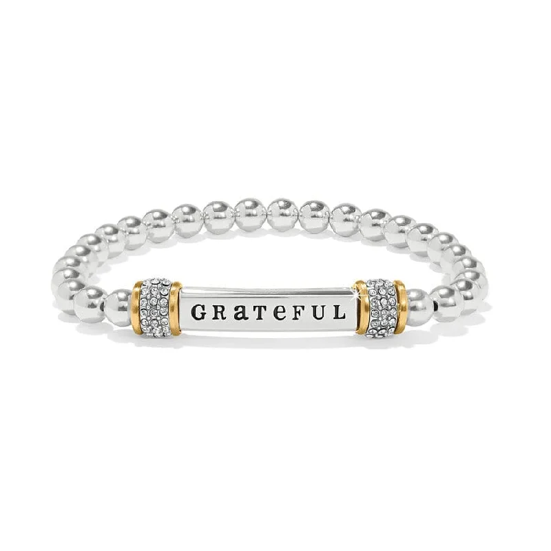 Bead row bangles-Meridian Grateful Two Tone Stretch Bracelet