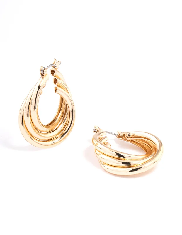 Fox wing earrings-Gold Classic Twisted Hoop Earrings