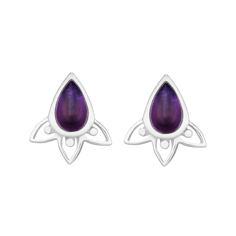 Bright stud earrings-ARIA - Sterling Silver & Amethyst Studs