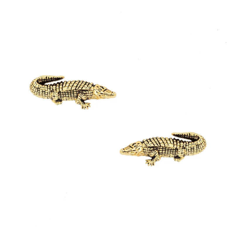 Coiled cord earrings-Crocodile Studs