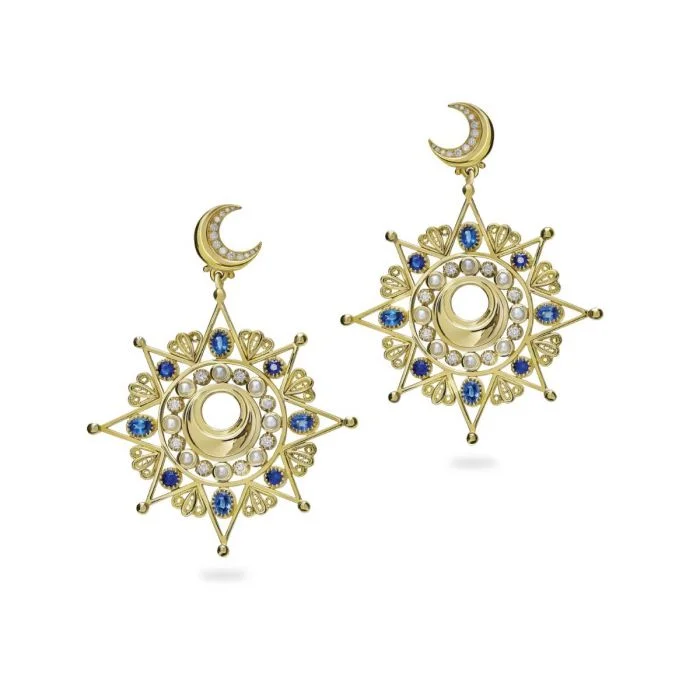 Wide hoop earrings-Ottoman Star Earrings