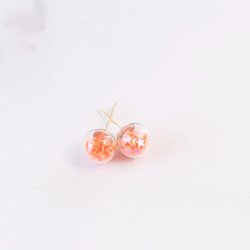 Light clay earrings-Orange | Mini Star Confetti Stud Earrings