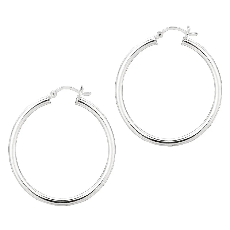 Vibrant enamel earrings-Sterling Silver Hoop Earring Collection