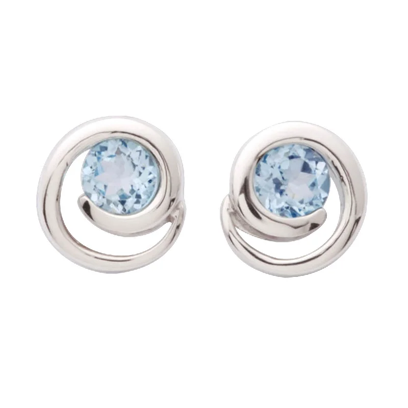 Smooth drop earrings-Blue Topaz Swirl Earrings