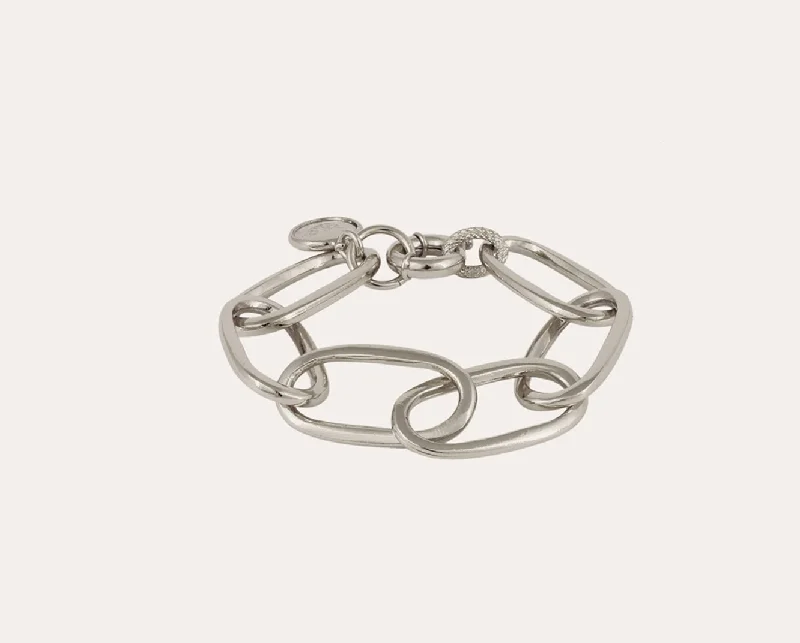 Shiny modern bangles-GAS BIJOUX - MAILLE OVAL BRACELET IN SILVER