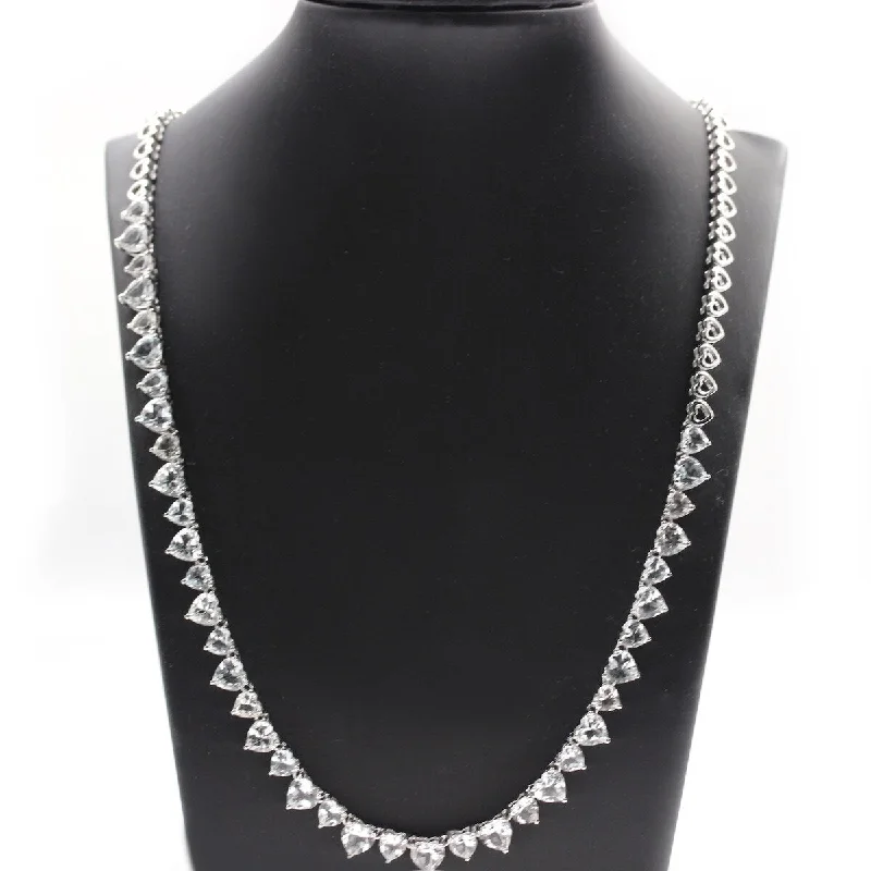 Leaf motif necklaces-925 Sterling Silver White Topaz Necklace