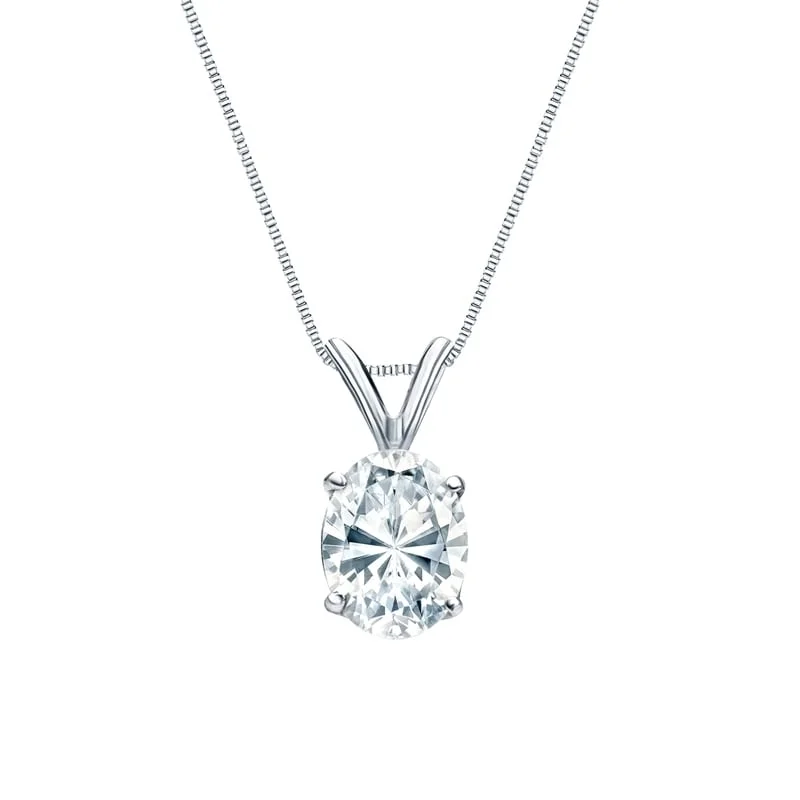 Victorian style necklaces-Auriya 18k Gold 3.00ctw Oval Solitaire Lab Grown Diamond Necklace 4-Prong Basket (F-G VS) - 3