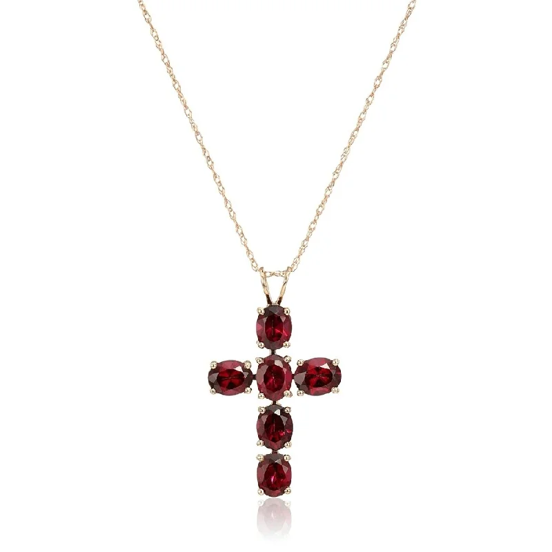 Pure crystal necklaces-10k Rose Gold Rhodolite Oval Cross Pendant Necklace, 18"