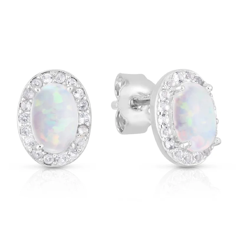 Thick tier earrings-Opal & White Topaz Earrings