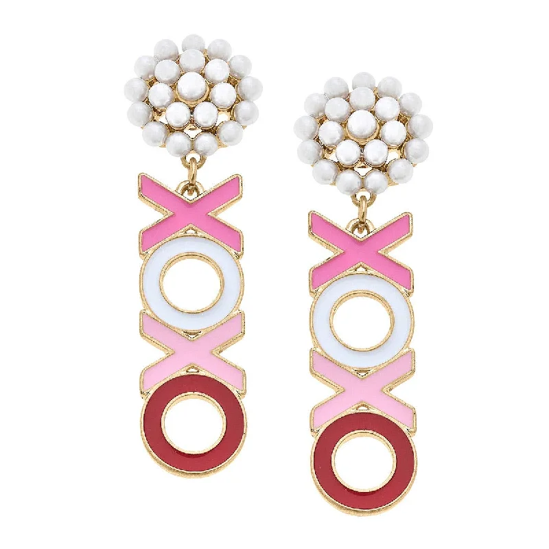 Victorian style earrings-Canvas Style - XOXO Enamel Earrings in Pink & Red