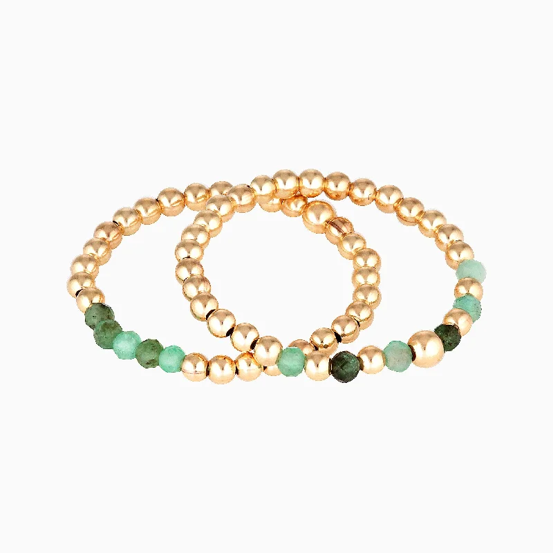 Gold Bead Ring ~ Emerald