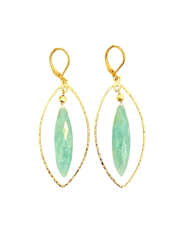 Light drop earrings-Marquis Aqua Earrings