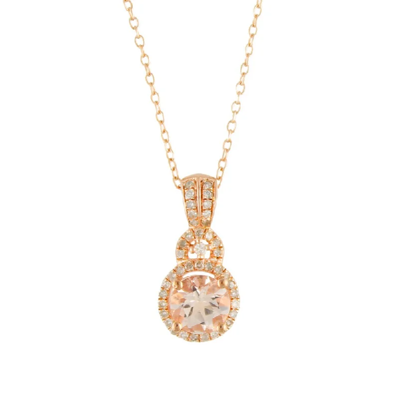 Dove feather necklaces-10k Rose Gold Morganite and 1/5ct TDW Diamond Halo Pendant Necklace