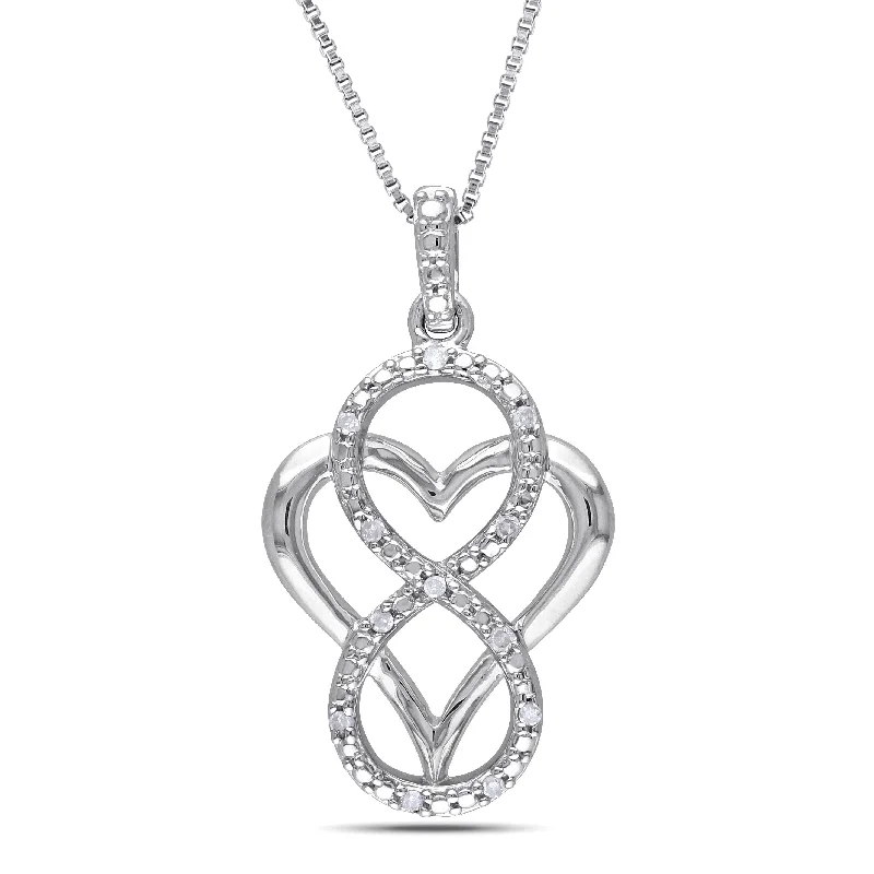 Petite gem necklaces-Miadora Sterling Silver Diamond Accent Heart Infinity Necklace