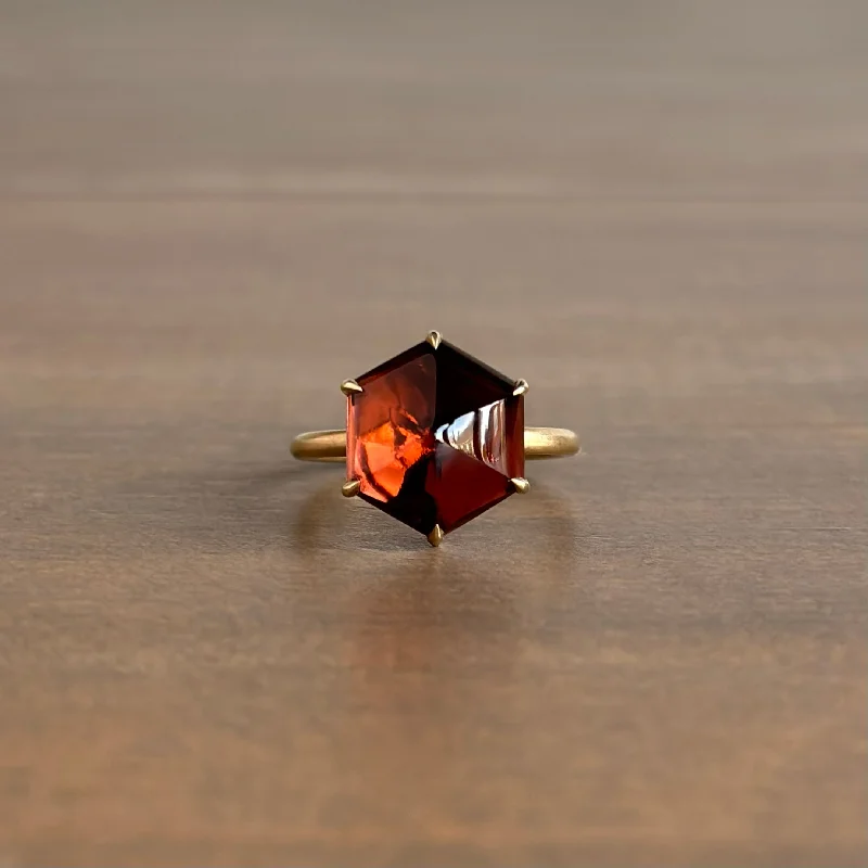 Red Hexagonal Sugarloaf Tourmaline Ring