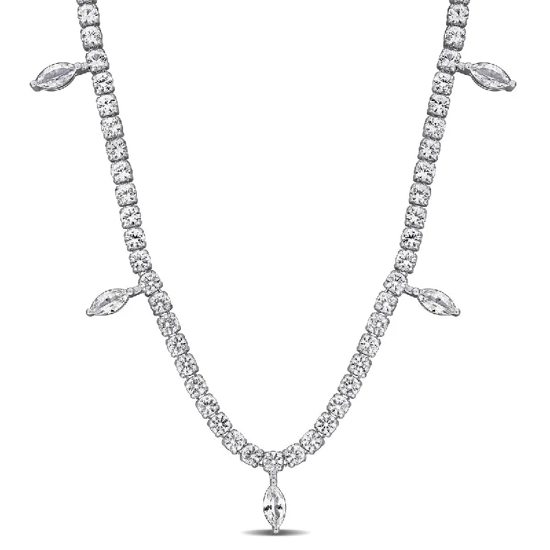 Stellar star necklaces-Miadora 11 1/2ct TGW Created White Sapphire Charm Necklace in Sterling Silver