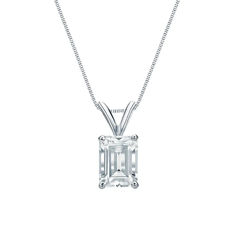 Topaz drop necklaces-Auriya Platinum 2.50ctw Emerald Solitaire Lab Grown Diamond Necklace 4-Prong Basket (H-I VS) - 2.5