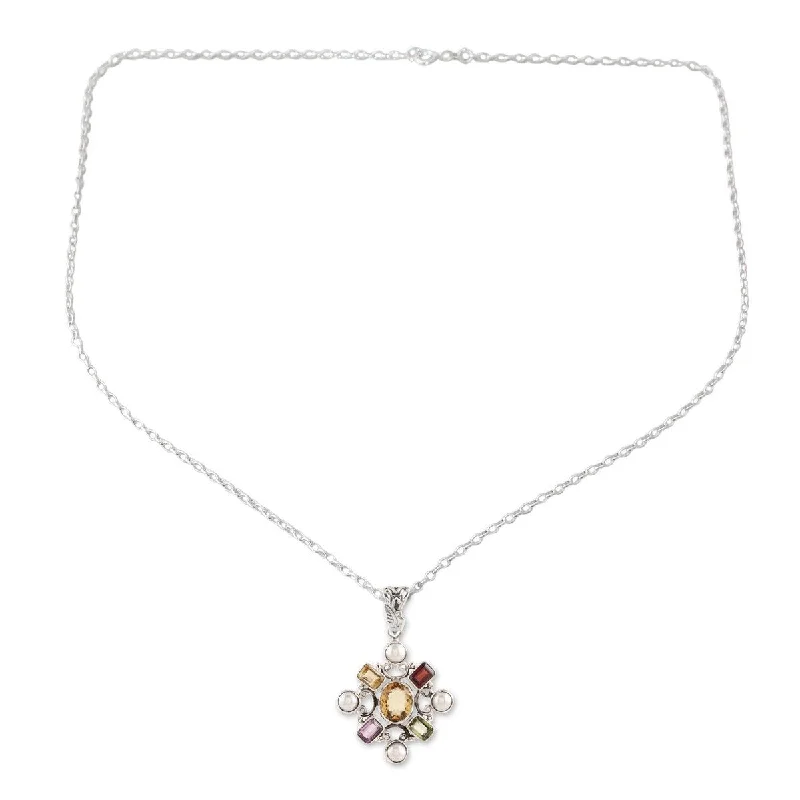 Faith charm necklaces-NOVICA Alluring Style, Multi-gemstone pendant necklace - 2" L x 1.2" W x 0.2" D