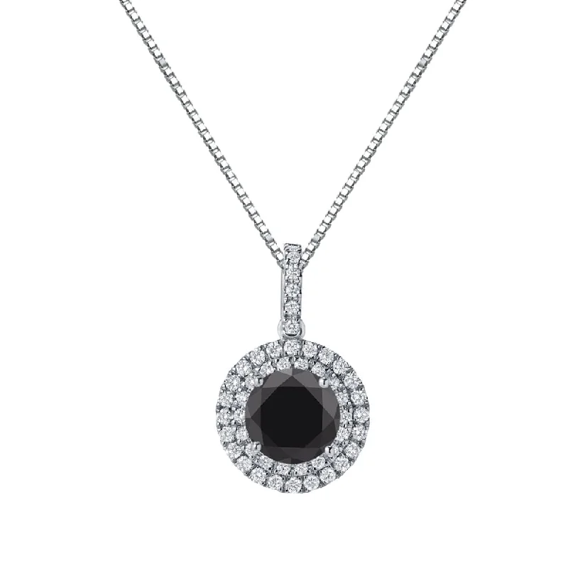 Nostalgic photo necklaces-Auriya 2 3/5ctw Round Black Diamond Halo Necklace 14k Gold (H-I, SI1-SI2)