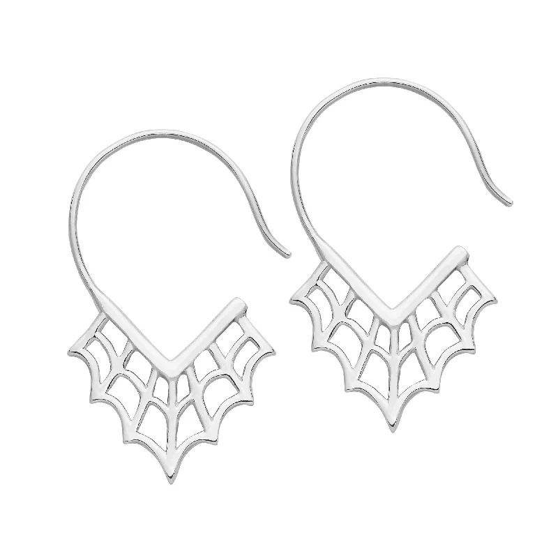 Polished art earrings-COBWEBS - Sterling Silver Drops