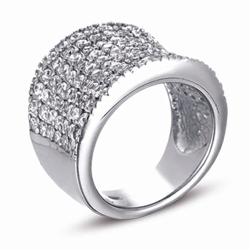 Wide band engagement rings-STERLING SILVER RING WITH CZ STONES