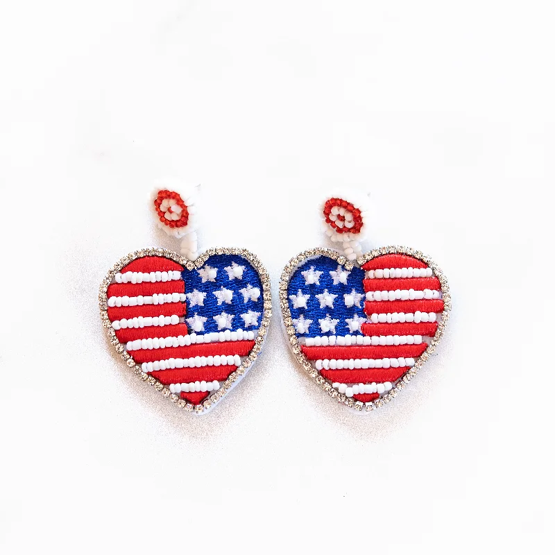 Topaz stone earrings-American Flag Earrings