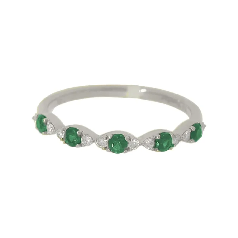 Sleek modern engagement rings-Emerald & Diamond Stackable Band