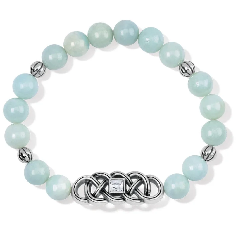 Chunky stone bangles-Interlok Lustre Amazonite Stretch Bracelet