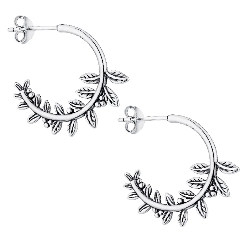 Worn medallion earrings-BLOOM - Sterling Silver Stud Hoops