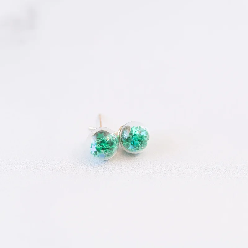 Wide bar earrings-Green | Mini Star Confetti Stud Earrings