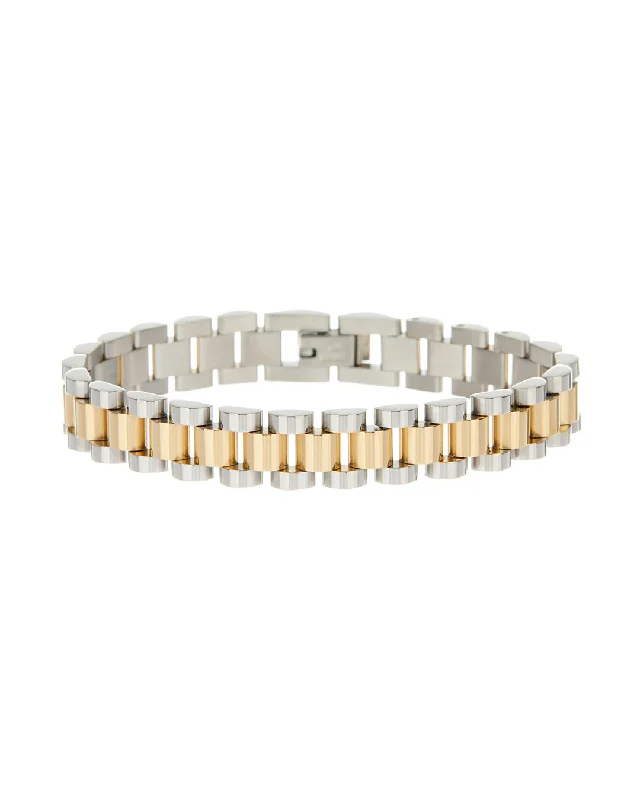 Radiant star bangles-Two-toned Timepiece Bracelet