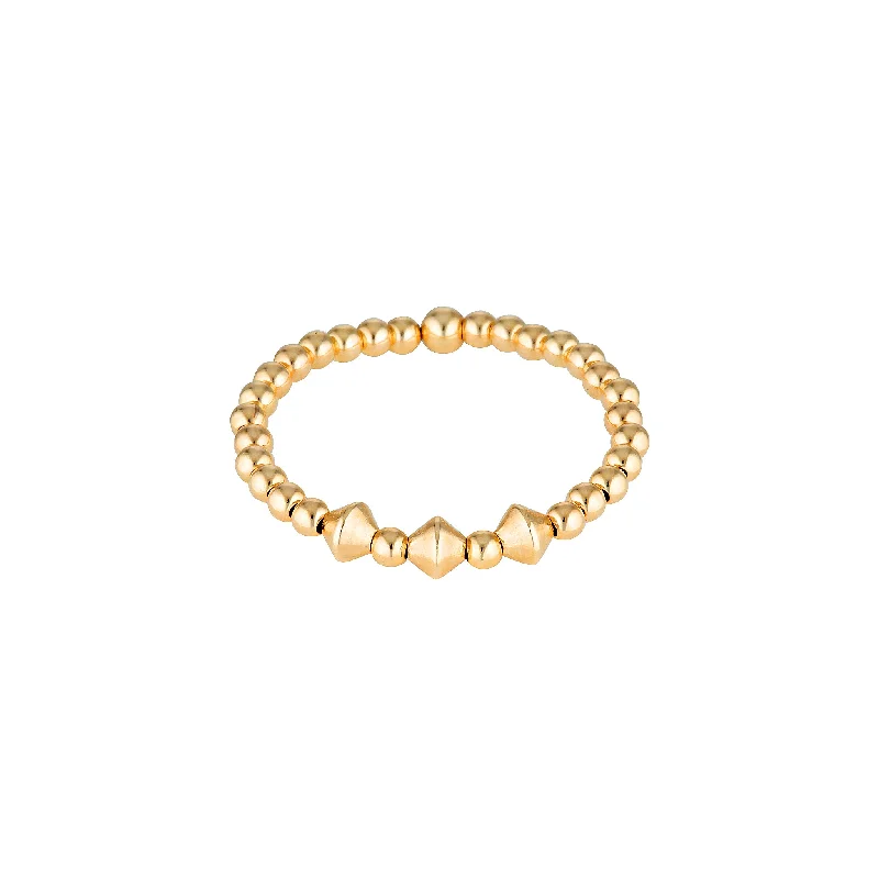 Gold Edgy Bead Ring