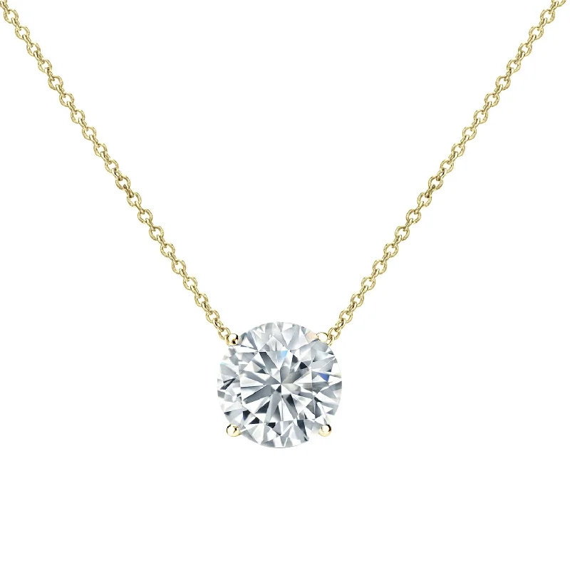 Linen cord necklaces-Auriya 14-karat Gold 1.50ctw Round Solitaire Lab Grown Diamond Necklace 4-Prong (D-E VVS) - 1.5