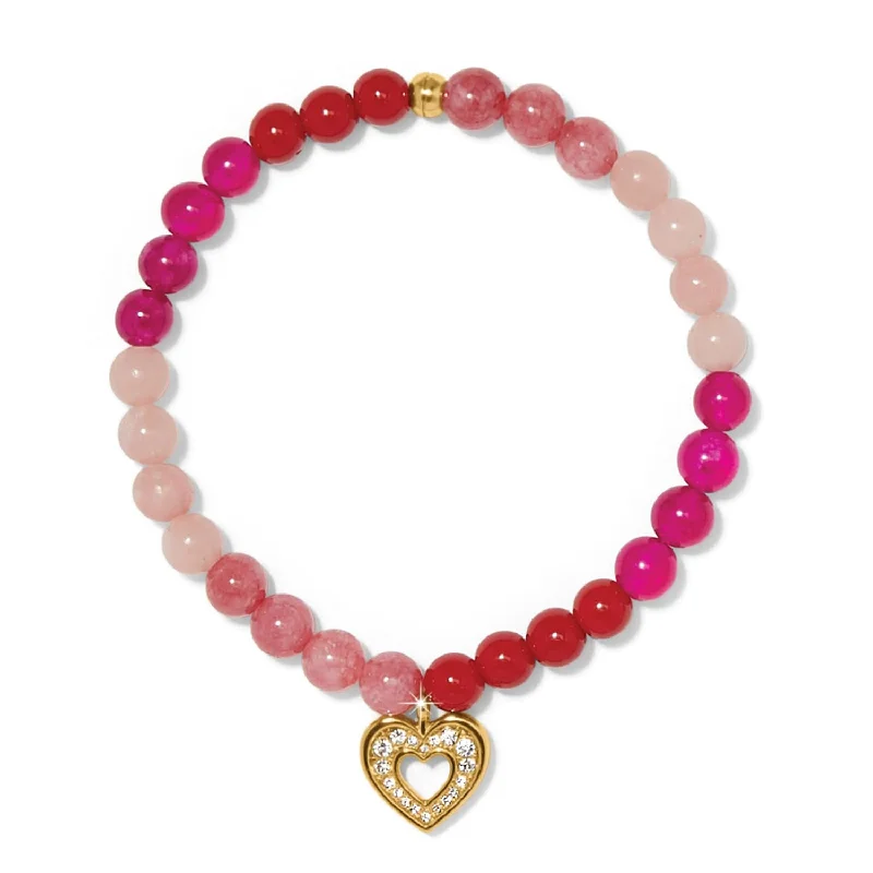 Bead row bangles-Enchanting Heart Stretch Bracelet