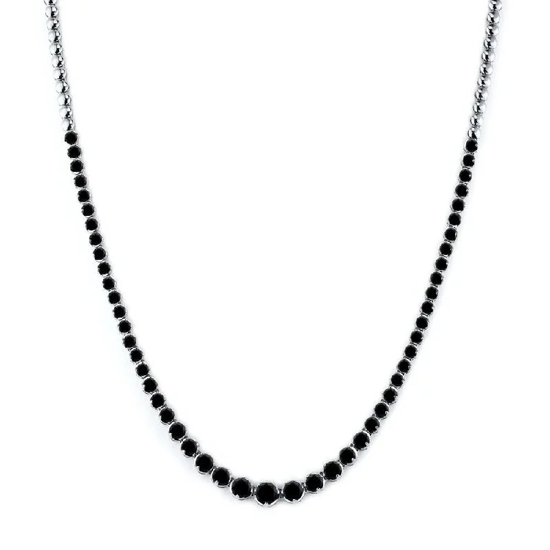 Regal diamond necklaces-Auriya 5ctw Graduating Black Diamond Tennis Necklace 18k White Gold