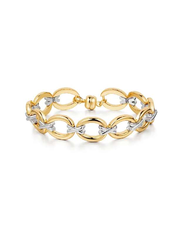 Gem strand bangles-Two-Tone Chain Bracelet