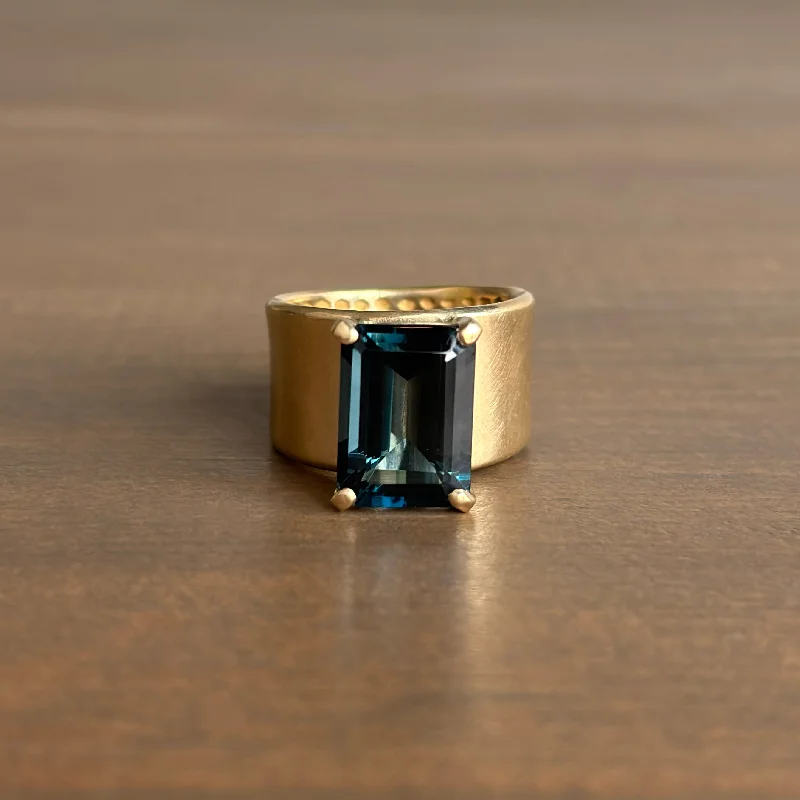 London Blue Topaz Interior Snakeskin Cocktail Ring