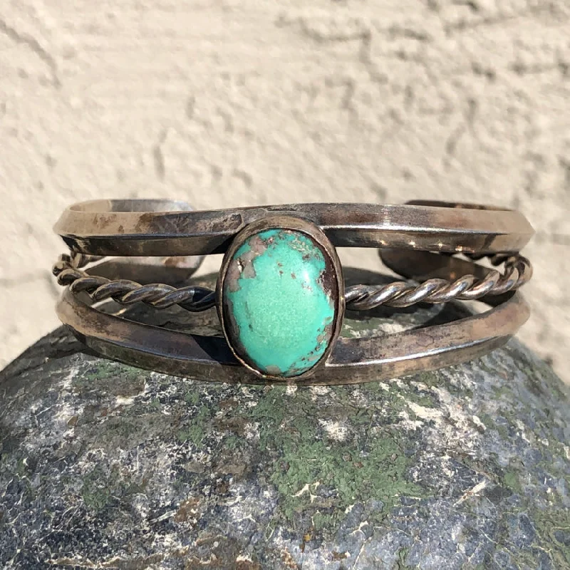 Retro deco bangles-Vintage Navajo Cripple Creek Turquoise Cuff Bracelet