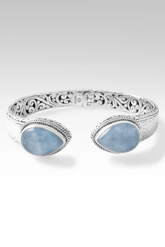 Polished bead bangles-Blessed with Abundance Tip-to-Tip Bracelet™ in Aquamarine