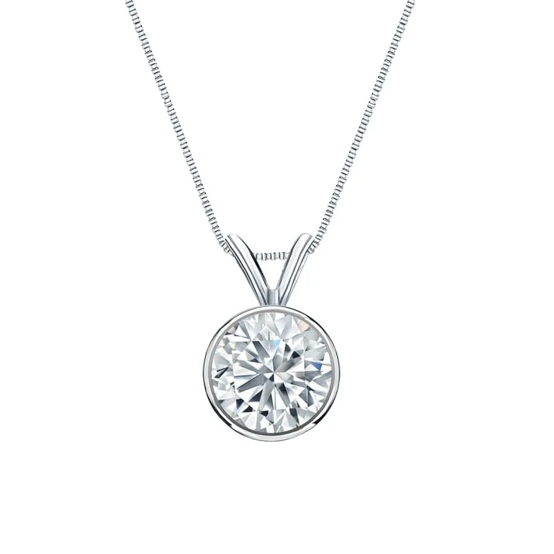 Lily flower necklaces-Auriya 14-karat Gold 1.75ctw Round Solitaire Lab Grown Diamond Necklace Bezel (F-G VS) - 1.75