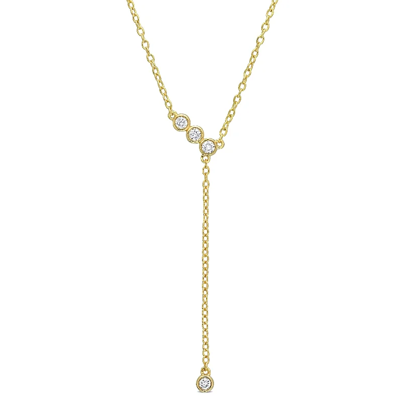 Regal diamond necklaces-Eternally Yours 1/8ct TW Lab-Grown Diamond Lariat Y-Necklace in 18k Yellow Gold Plated Sterling Silver