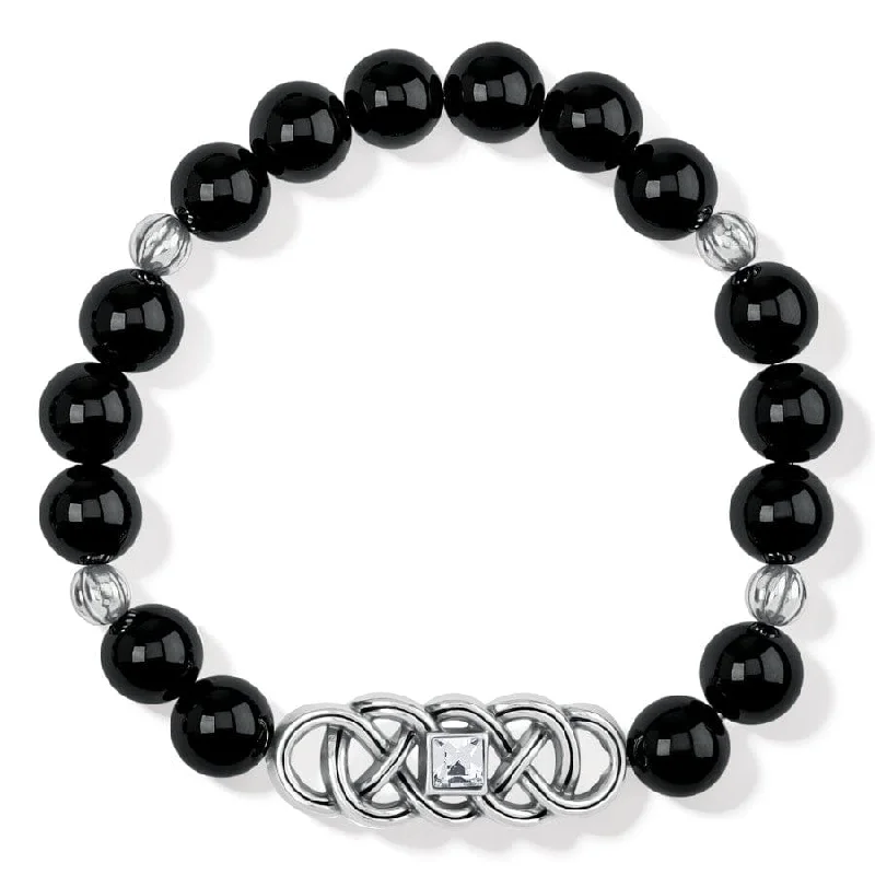 Tide pattern bangles-Interlok Lustre Black Agate Stretch Bracelet