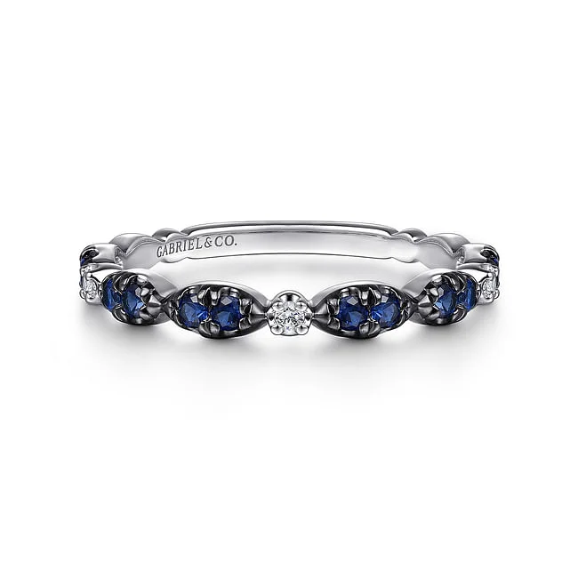 Tiny dot engagement rings-Gabriel & Co. White Diamond and Sapphire Stackable Ring