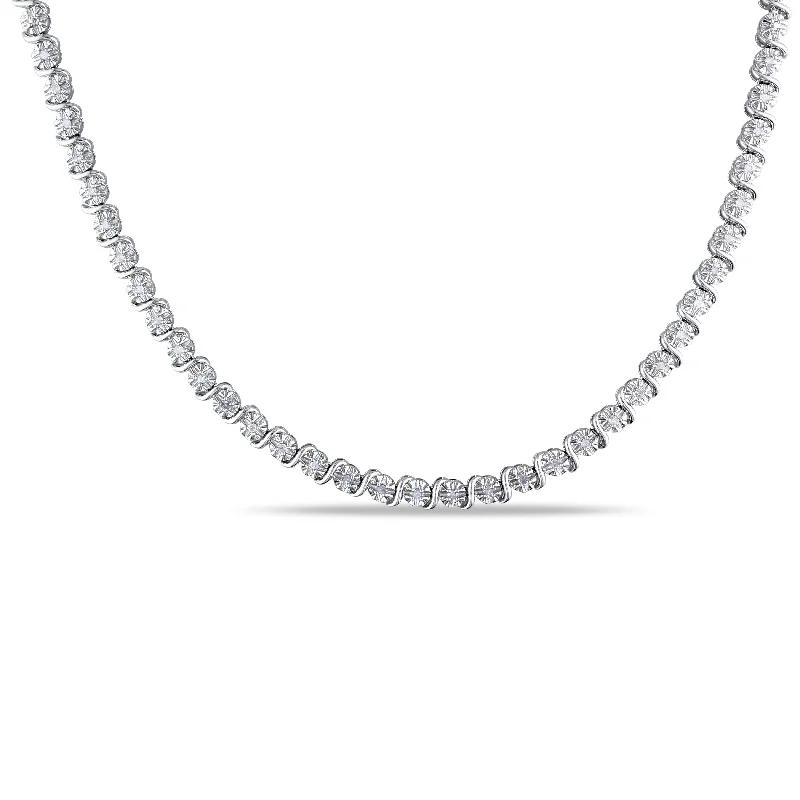 Light filigree necklaces-Miadora 1/2ct TDW Diamond Necklace in Sterling Silver - 17 in x 4.9 mm