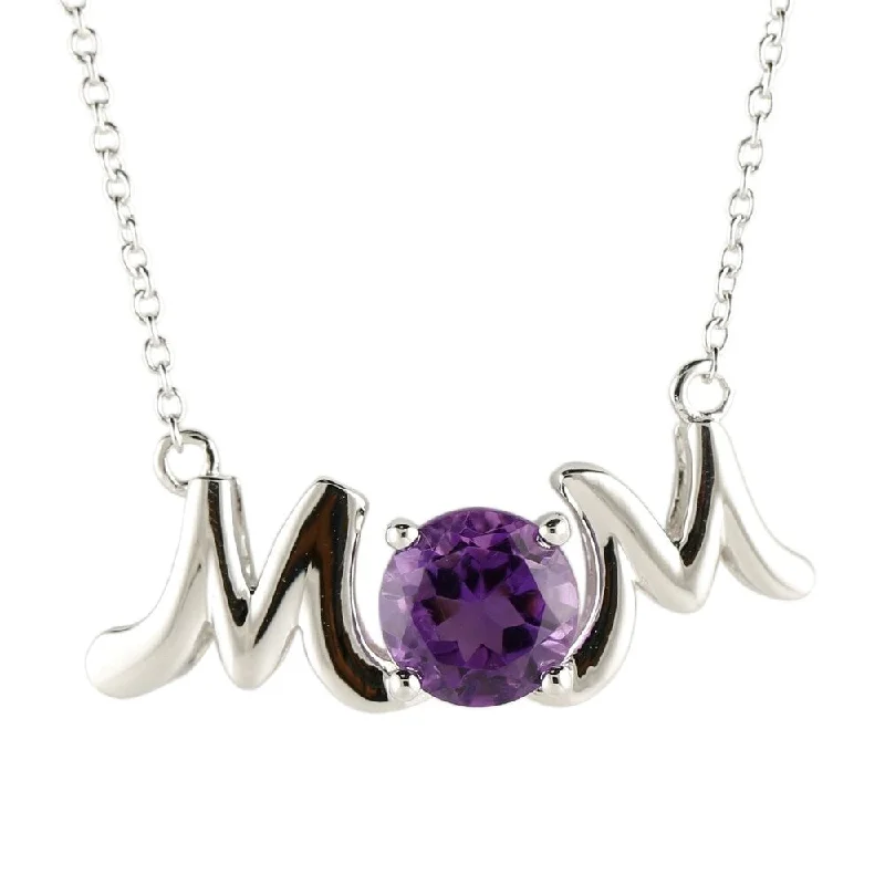 Coil knot necklaces-Sterling Silver 1.92ctw African Amethyst Mom Pendant Necklace, 18"L - Purple