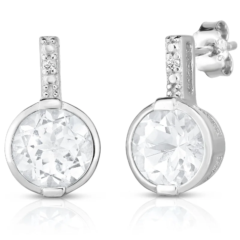 Alloy metal earrings-Bezel-Set Topaz & Diamond Earrings