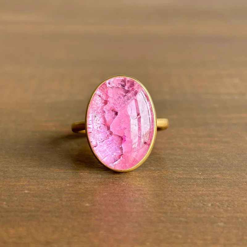 Frosty Pink Tourmaline Oval Ring