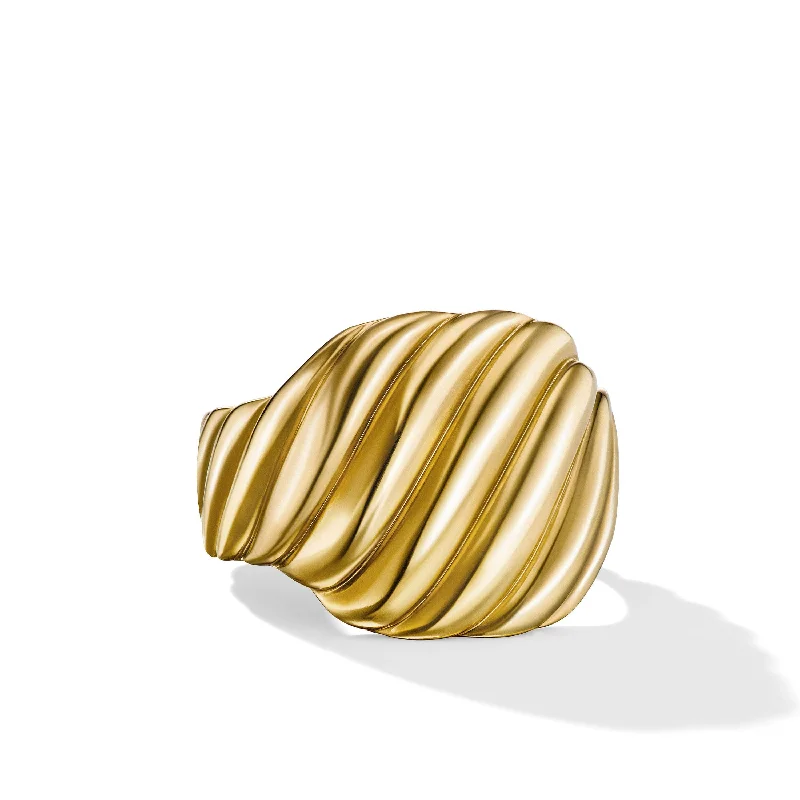 Lily motif engagement rings-Sculpted Cable Contour Ring in 18K Yellow Gold