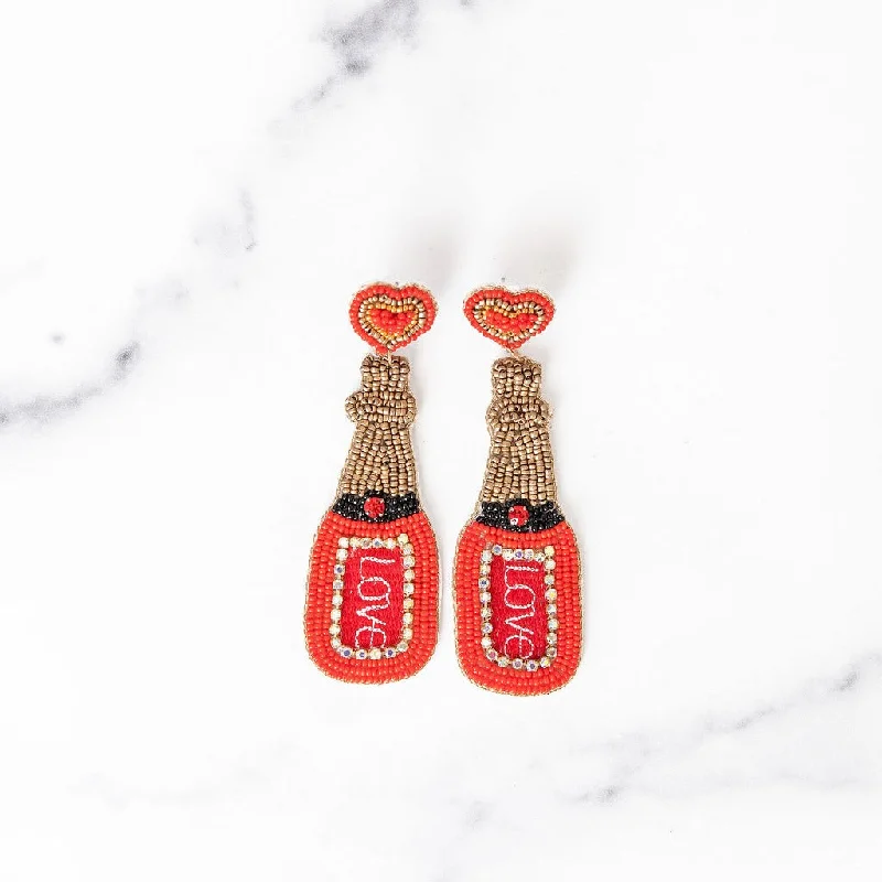 Vintage clip earrings-LOVE Bubbly Beaded Earrings | Red