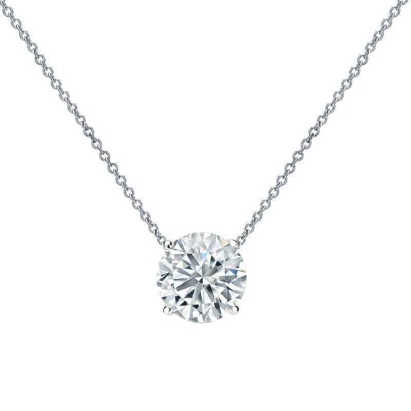 Surf wave necklaces-Auriya 14-karat Gold 0.60ctw Round Solitaire Lab Grown Diamond Necklace 4-Prong (F-G VS) - 0.60